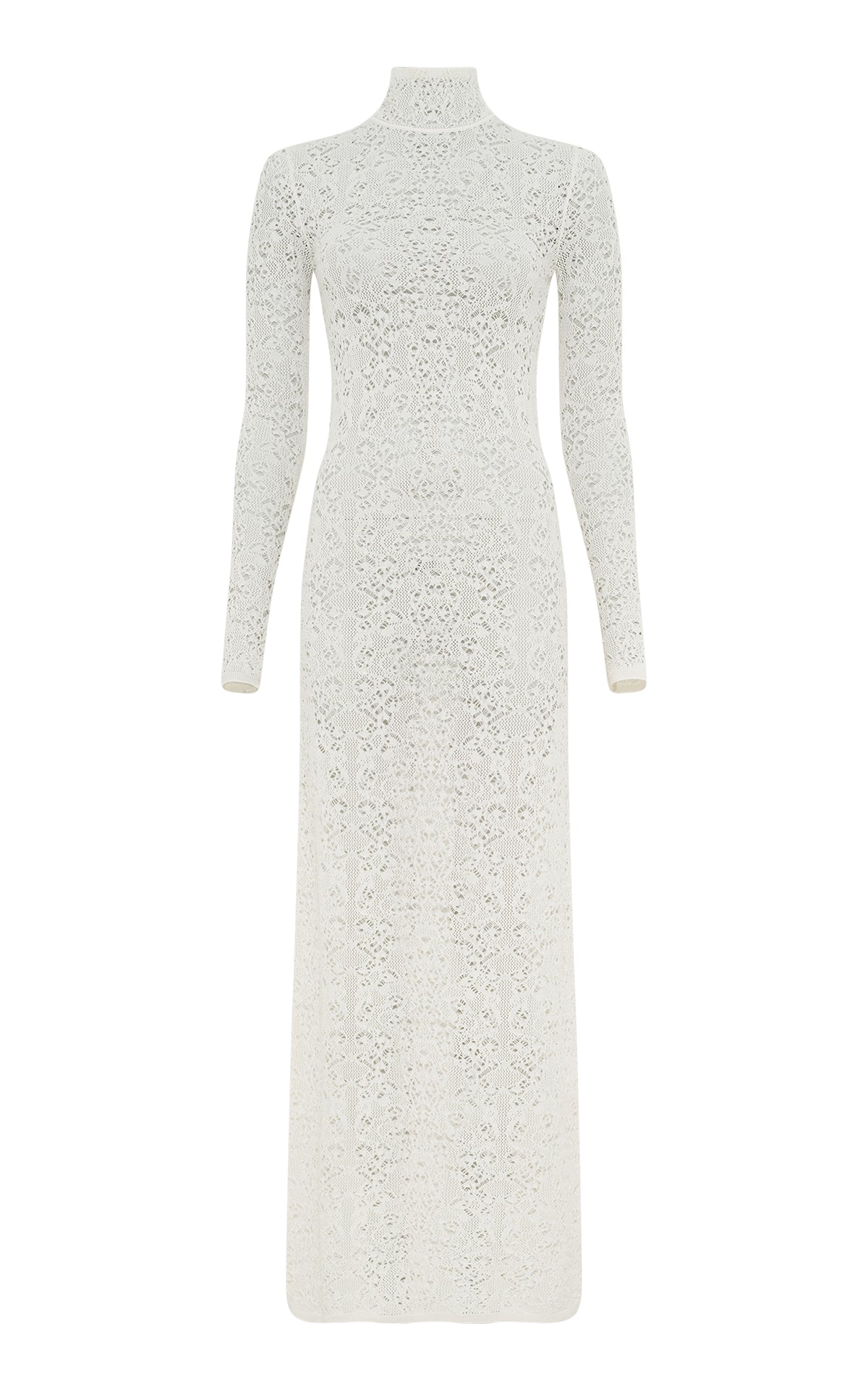 Knit Maxi Dress in Ivory Virgin Wool Silk