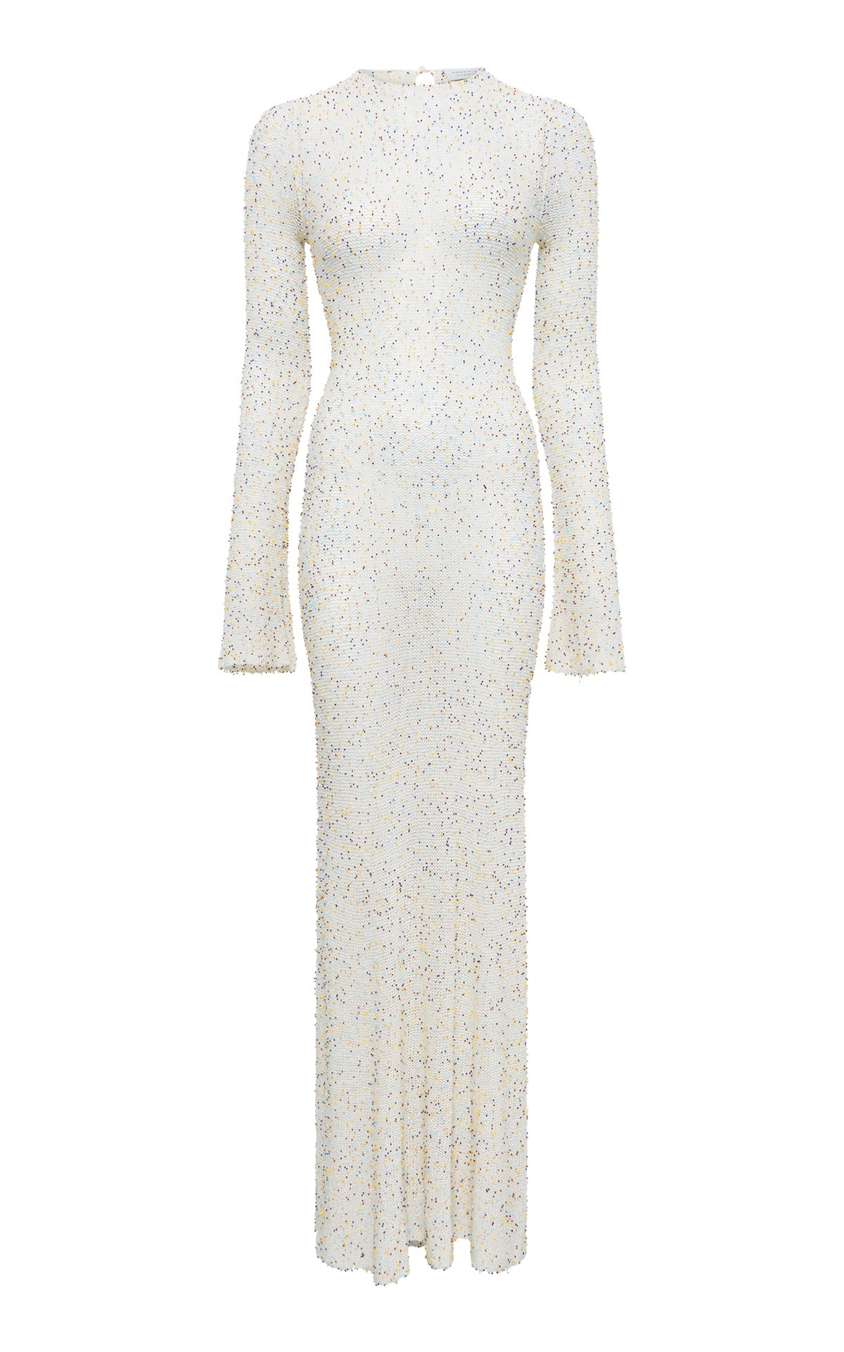 Knit Maxi Dress in Ivory Multi Beaded Cashmere