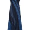 Patchwork Midi Dress in Medium Blue Recycled Cotton Linen Denim
