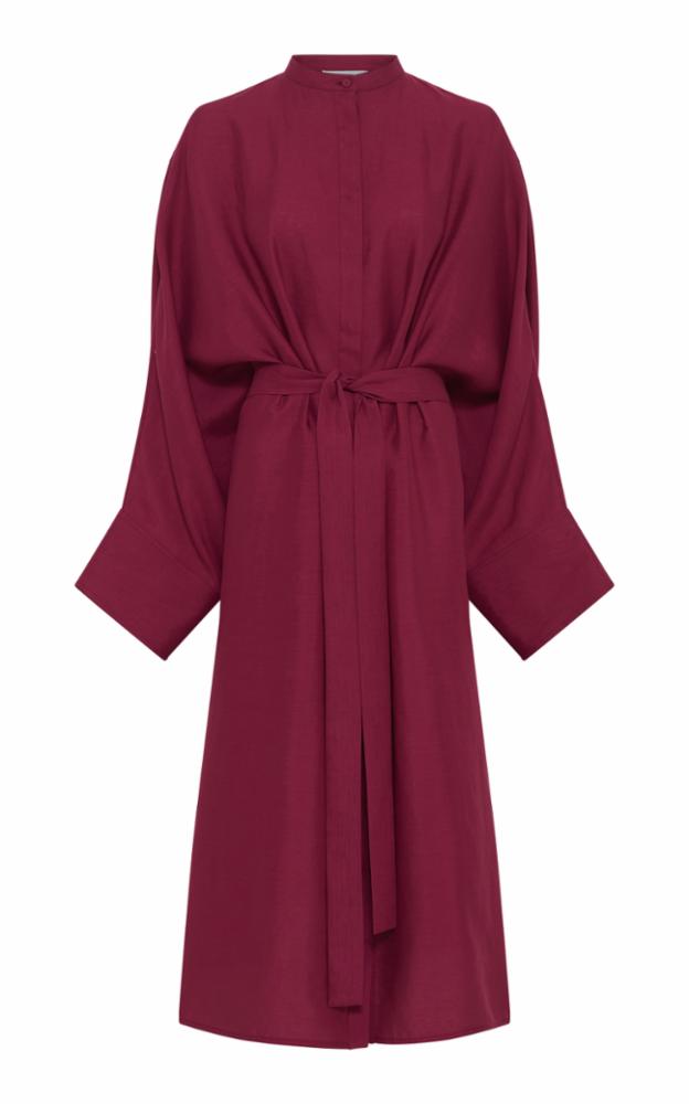Midi Dress in Raspberry Aloe Linen