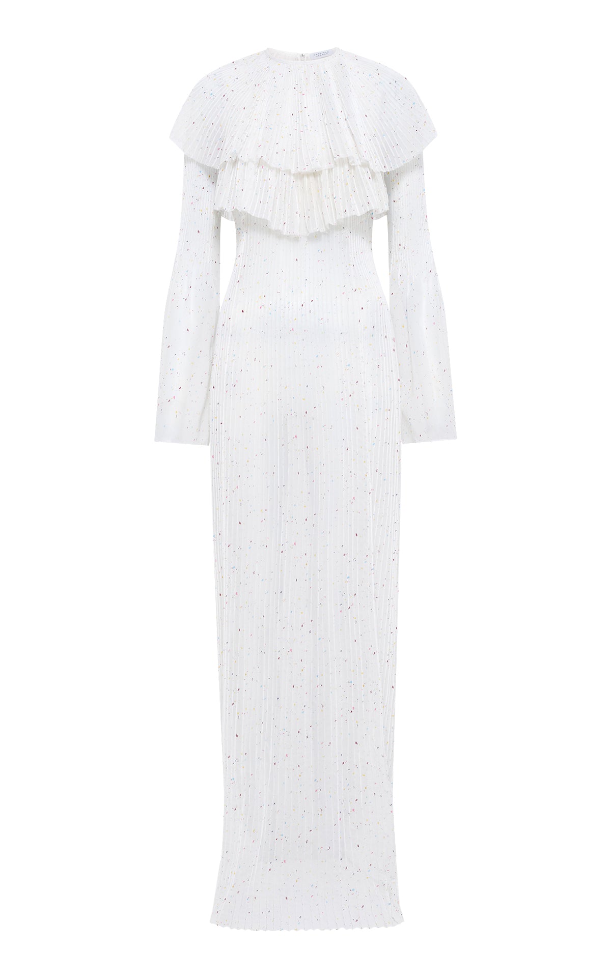 Dress in Ivory Multi Plisse Speckle Silk Georgette